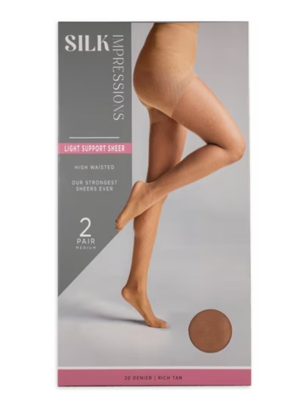 Silk Impressions Light Support Sheer XXXL Rich Tan 2 Pair 20 Denier pantyhose